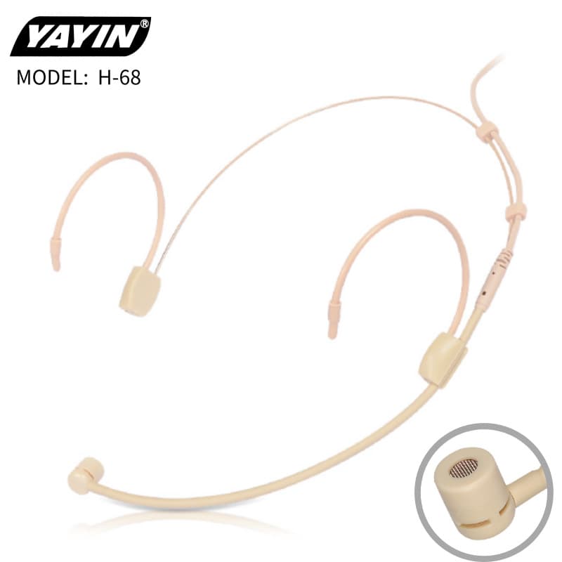 H-68 Cardioid Condenser Microphone Ear Hook Skin Tone Headworn Hidden Mic Professional Wireless Microphone Accessories