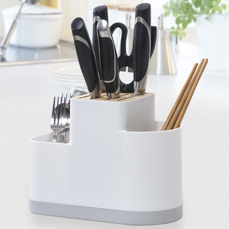 Nordic Style Multifunctional Floor Knife Holder Kitchen Utensil Chopstick Container Rice Spoon Storage Plastic Organizer Rack