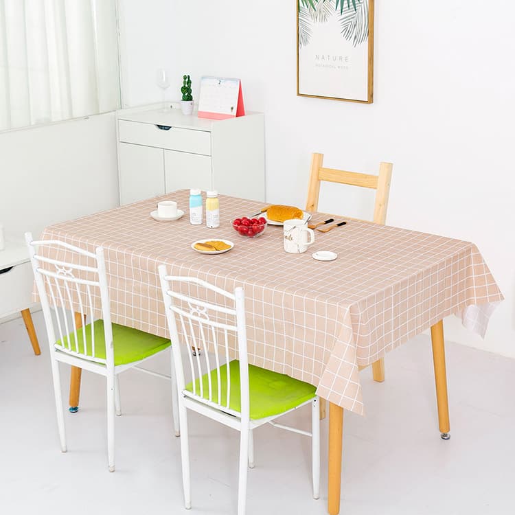 Nordic Style Waterproof Heat-Resistant Oil-Proof Plastic Dining Table Cloth Plaid Design Household Table Pad Coffee Mat