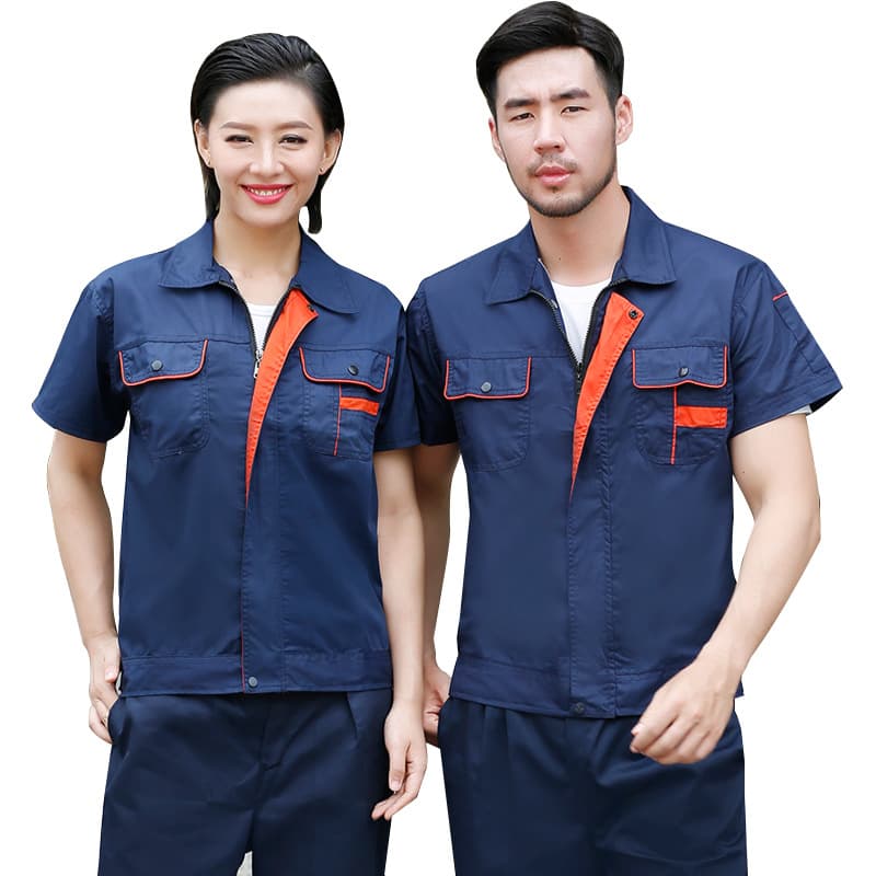 Summer Short Sleeve Work Uniform Set Men's Auto Repair Workwear Engineering Maintenance Shirt Factory Customization Cotton Polyester