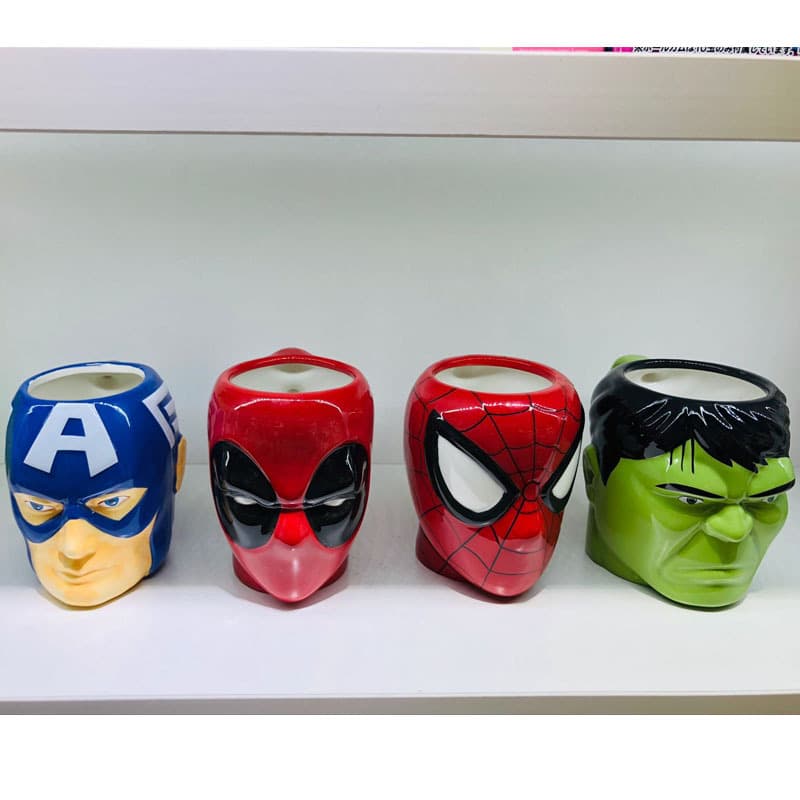 Cartoon Spider-Man Deadpool Hulk Ceramic Mug Cartoon Water Cup Breakfast Cup Gift Cup Beverage Cup