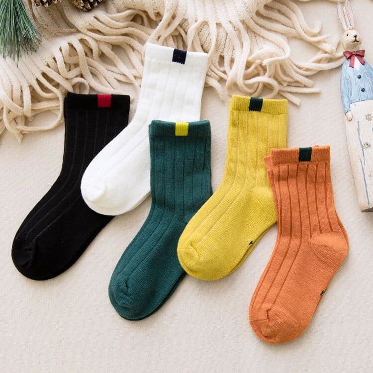 Thickened New Kids Socks Baby Socks Cotton Newborn Boys Girls Cute Black Older Kids Socks Multicolor Pack Wholesale