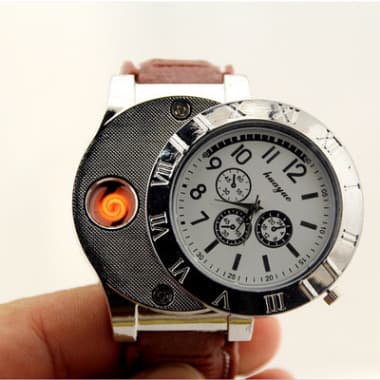 Men's Metal Charging Watch USB Lighter Smoking Accessory Fashionable Wristwatch Home Use Electronic Cigarette Lighter