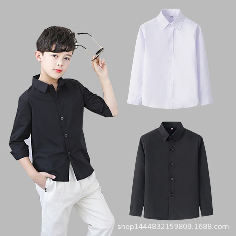 Kids POPPING Boys Girls Funky Black White Solid Shirt Street Dance Mechanical Dance LOCKIN Long Sleeve Shirt