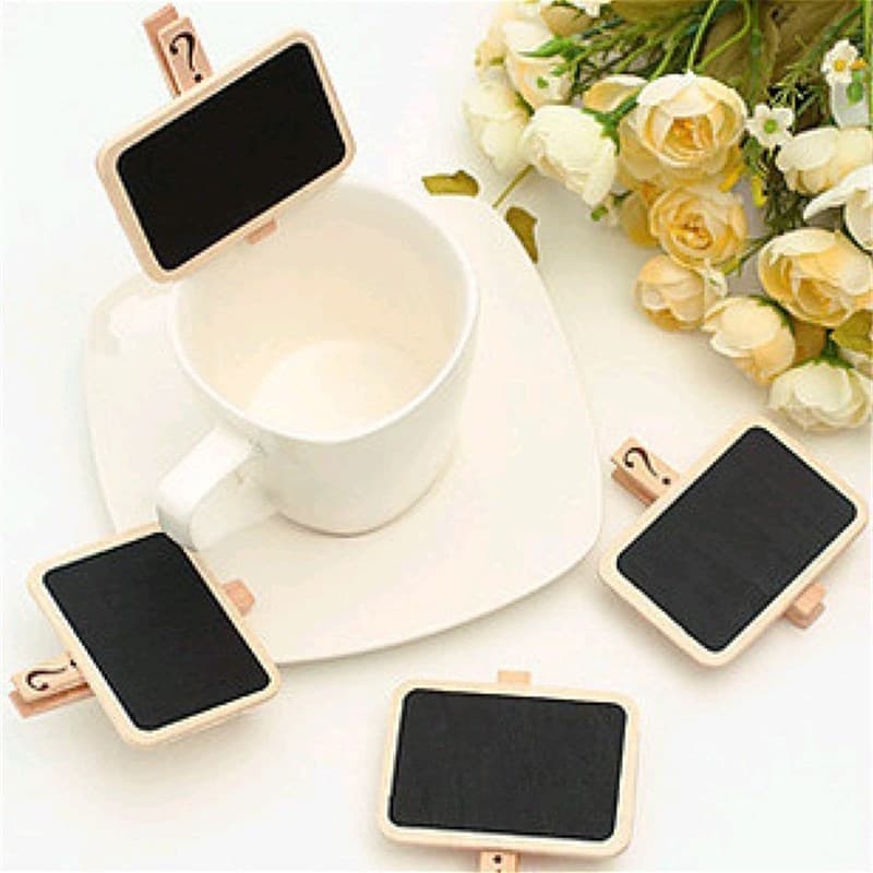 Creative Japanese Korean Style Home Life Grocery Wooden Writing Memo Note-Taking Small Blackboard Bill Clip