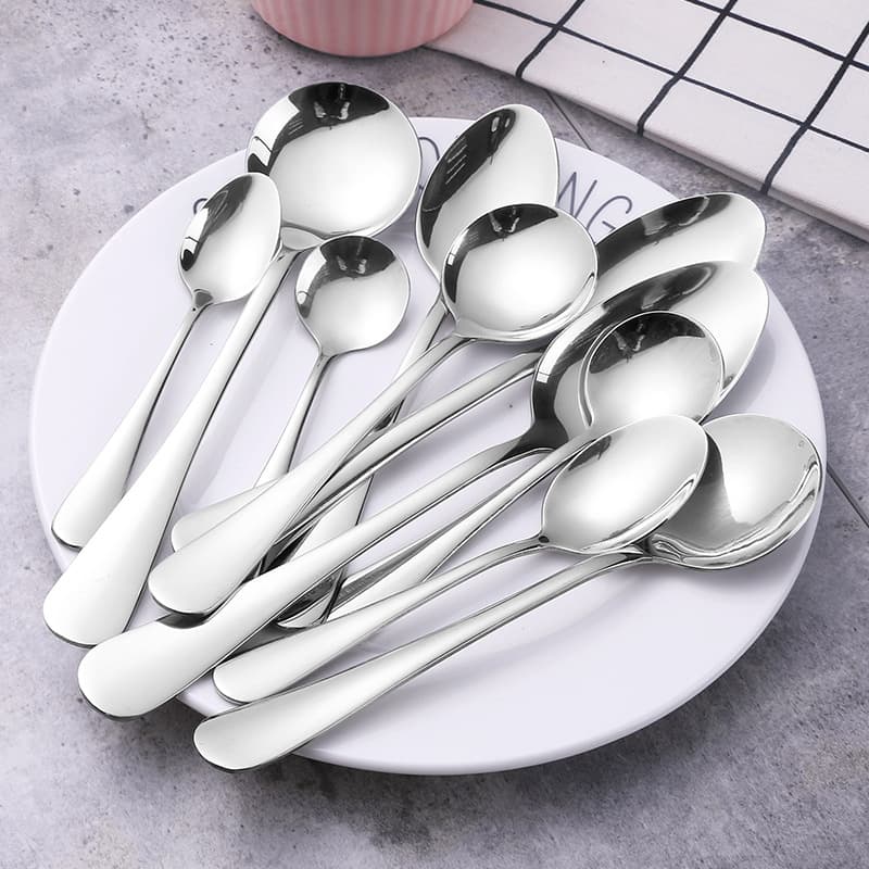 Cross-border 1010 Stainless Steel Spoon Fork Set for Western Dining Steak Knife Fork Spoon Coffee Dessert Round Spoon Knife Fork Set