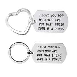 Couple I love you for who you are..dick/pussy stainless steel keychain wholesale