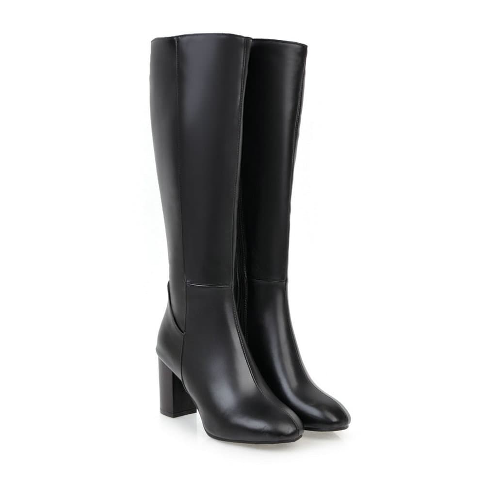 Women's Fashionable Versatile Square Toe High Heel Boots Warm Comfortable Long Shoes High Tube Amazon Shoes
