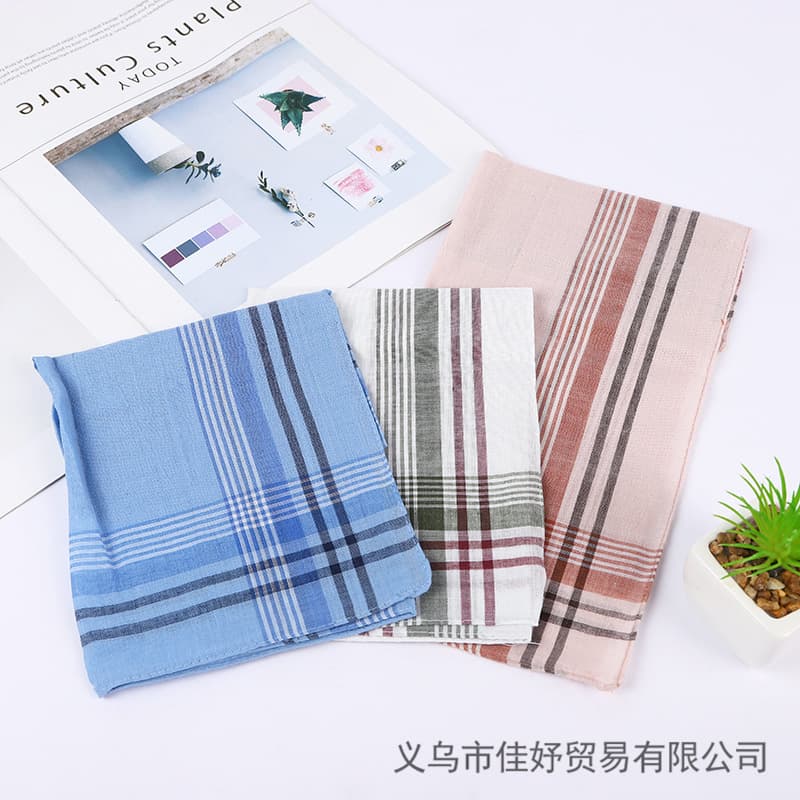 Amazon Best Seller, Classic Men's Poly-Cotton Sweat-Absorbing Plaid Handkerchiefs, Vintage Style for Elderly and Women