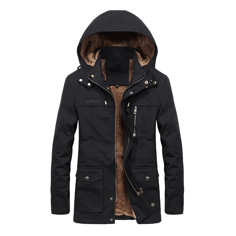 New Autumn Winter Men's Casual Jacket with Fleece Lining, Washed Finish, Mid-Length Trench Coat Style, Plus Size Jacket for Export