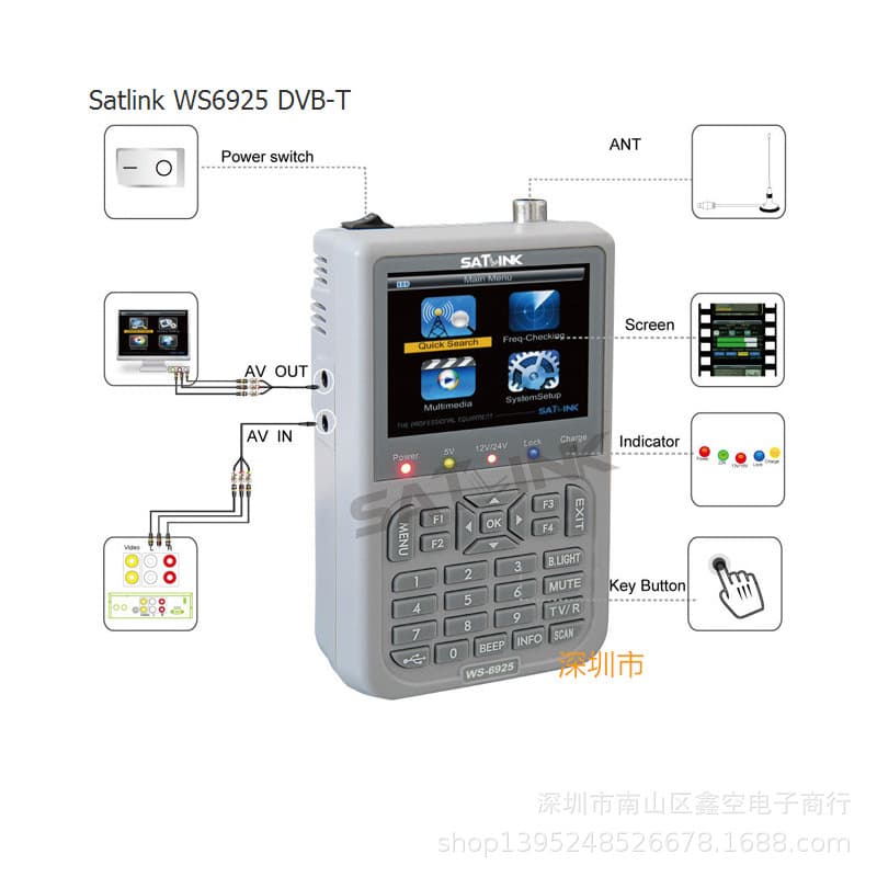 Satlink WS-6925 DVB-T Terrestrial Signal Satellite Finder H.264
