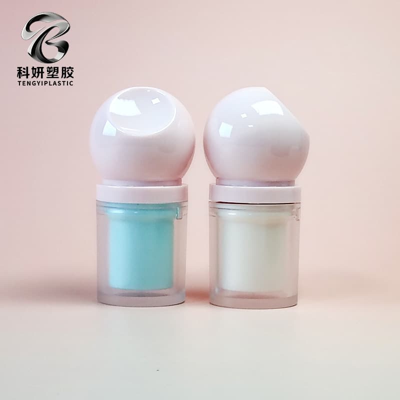 Spherical Polished Lid Cosmetic Empty Bottle, Transparent Body, Shop Foundation and Blush Cream Sample, In Stock