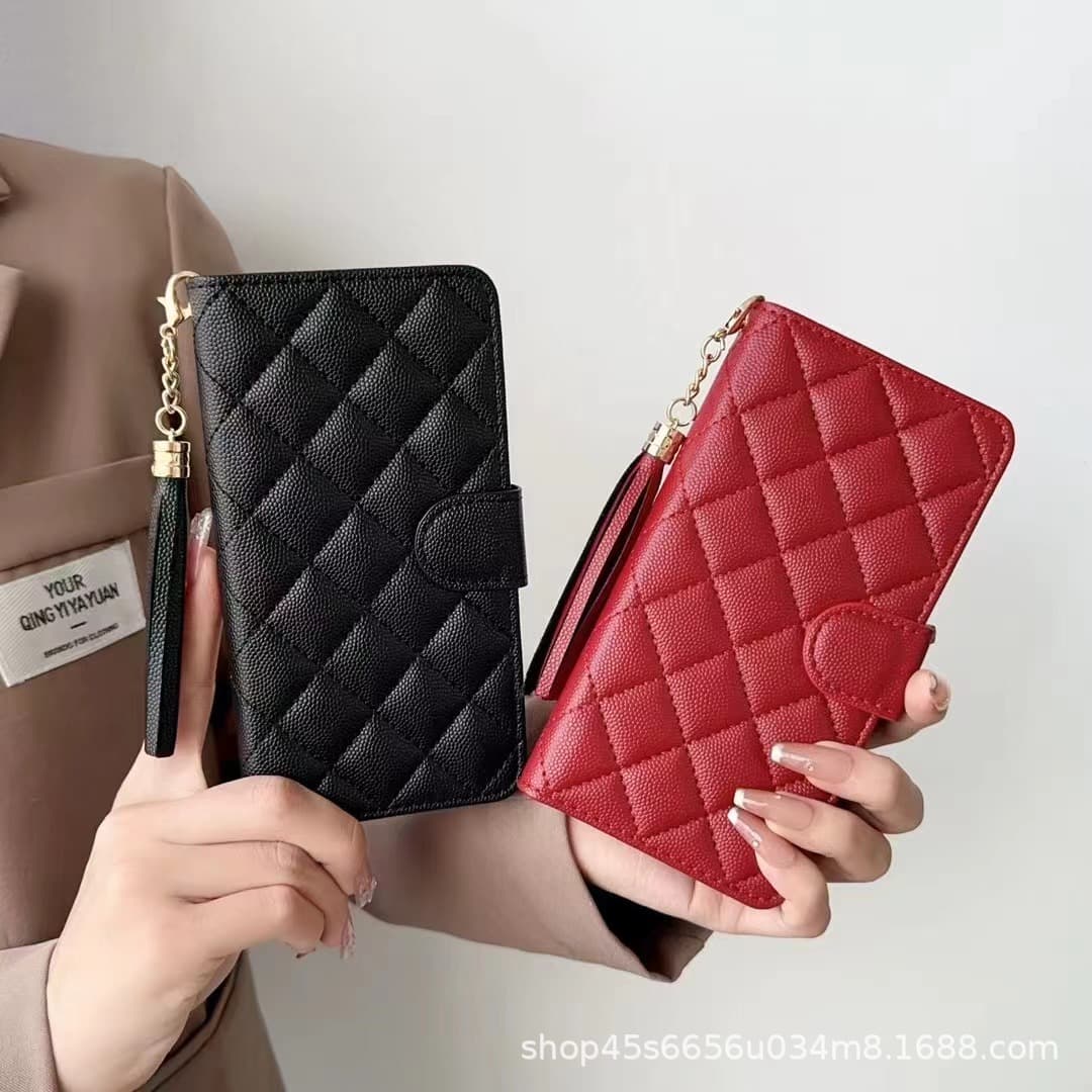 Branded Chanel-style Apple iPhone 17 Pro Max Flip Leather Case 16/15/14/13/12/11 Phone Cover Full-Body Soft Shell Shockproof