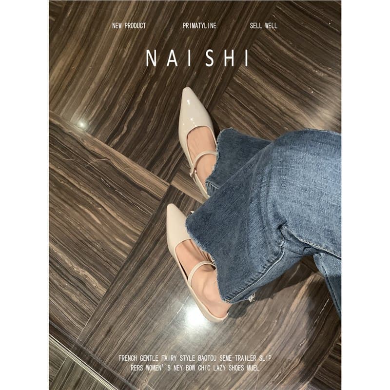 Lambskin version! French pointed-toe wedge Mary Jane shoes for women, perfect for pairing with skirts, exuding a sophisticated and professional vibe.