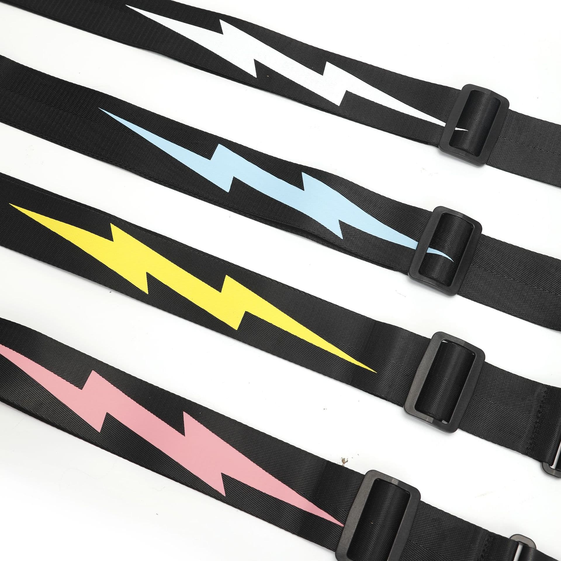 Directly supplied from the factory, personalized lightning style genuine leather guitar strap, 5cm wide, comfortable and pressure-reducing adjustable strap, cross-border