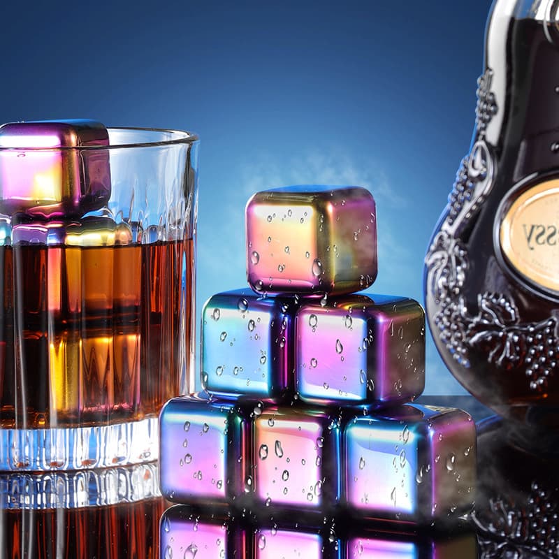 Food Grade 304 Stainless Steel Whiskey Ice Ball Maker Mold Freezing Tray Colorful Ice Cubes