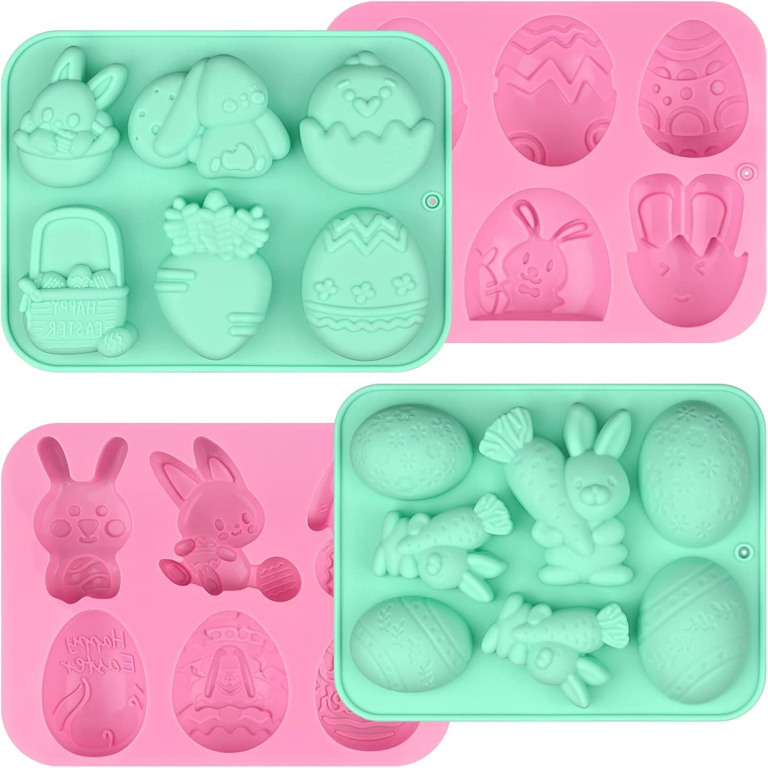 6-Cavity Easter Bunny Egg Chocolate Mold, Home DIY Plaster Figurine, Aromatherapy, Squishy Cake Dessert