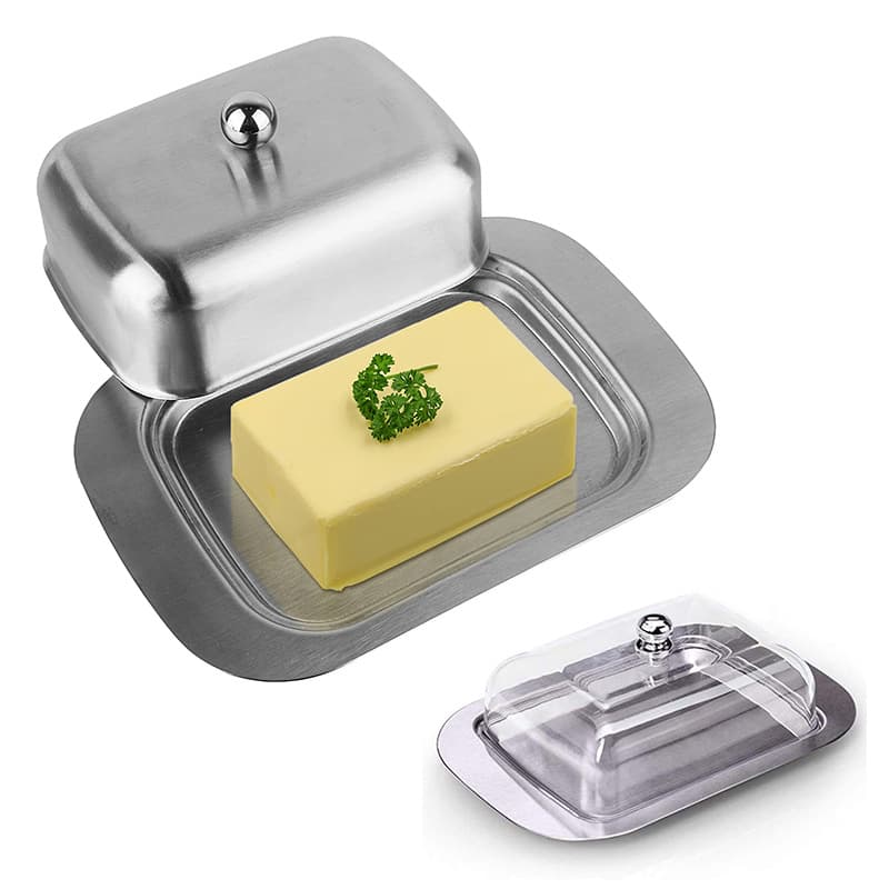 Stainless Steel Butter Box Cheese Preservation Box European Style Western Style Butter Cheese Dish Bread