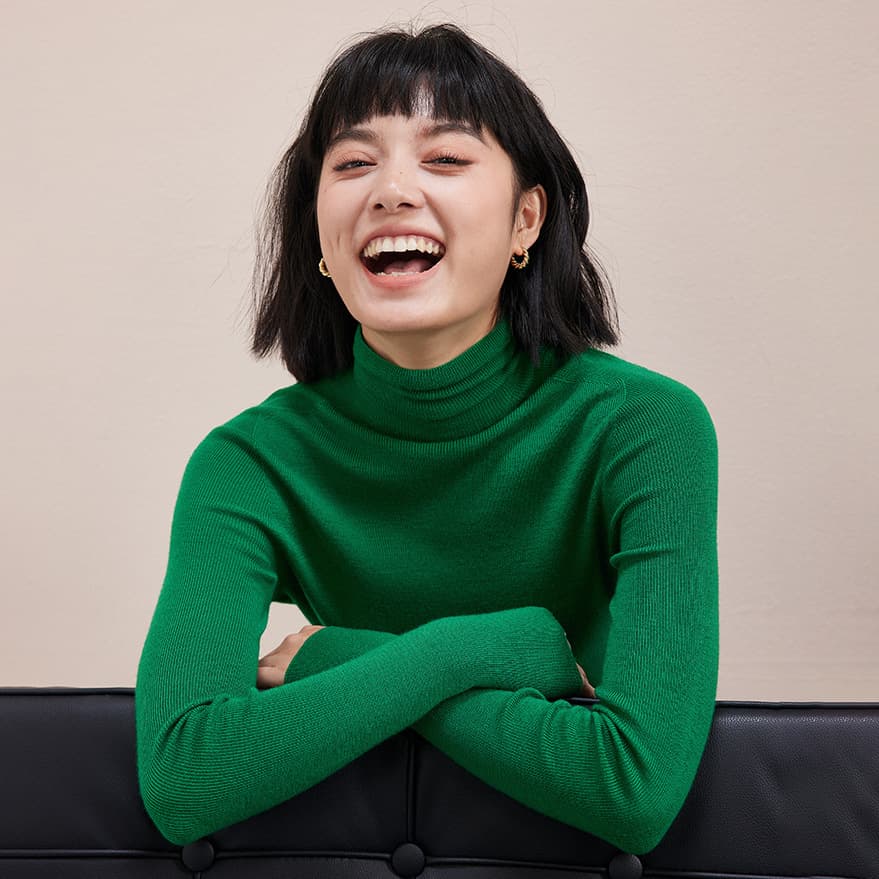 【Machine Washable】100% Wool Knitted Sweater, Turtleneck Base Layer, Solid Color Knitwear 8820