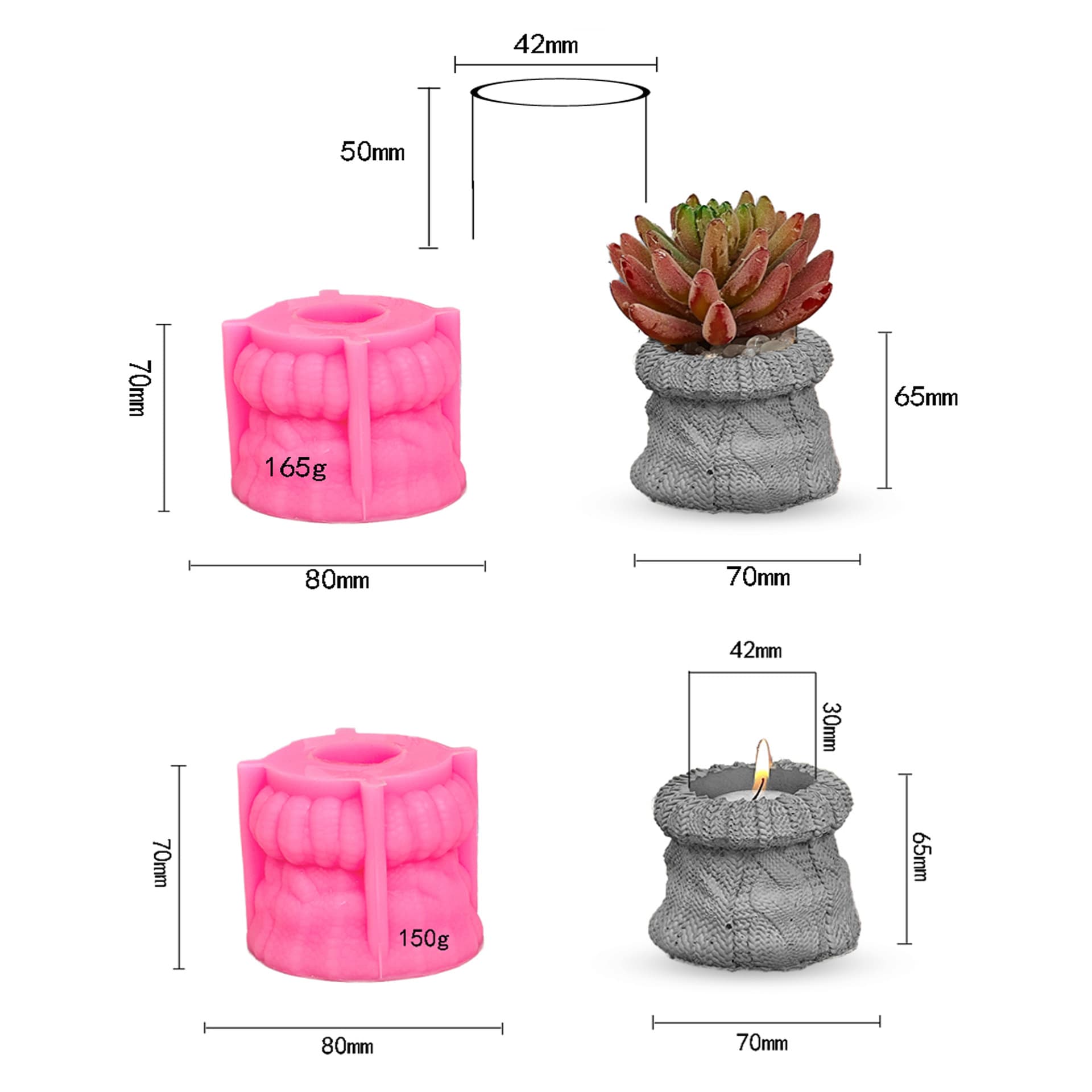 Creative imitation paper bag flower pot silicone mold DIY gypsum cement concrete candle holder glue resin cake