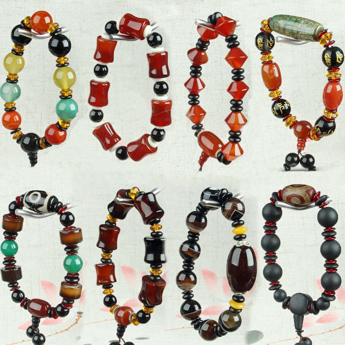Men's Agate Bracelet, Old Agate Bracelet, Agate Bracelet with Buddha Head, 20 Yuan Model, Jade Vendor
