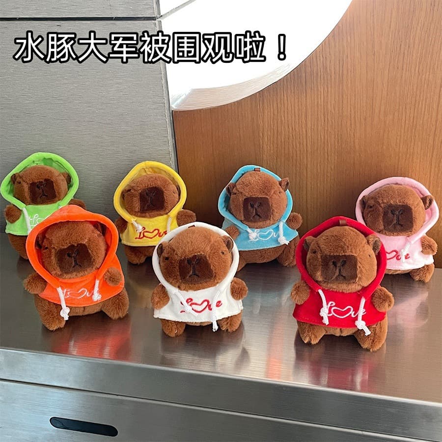 Creative Cartoon LOVE Sweater Capybara Plush Keychain Plush Toy Dress-Up Doll Decoration Wholesale