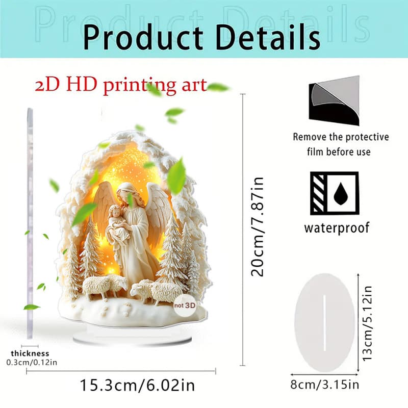 Cross-border Winter Snow Angel Holding Child Walking Little Sheep Home Living Room Entryway Tabletop Decoration Ornament