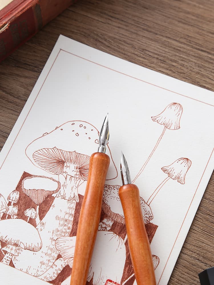 Tachikawa nib wooden handle dip pen, light color line drawing pen for comic watercolor use