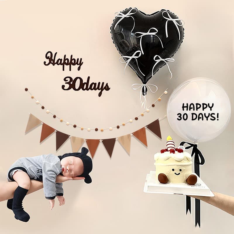 Full moon party photo props baby newborn baby ritual sense 30 days layout background balloons 100 days 100 days