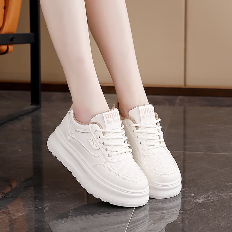 Women's white sneakers with a "walking on clouds" feel, perfect for spring 2025, versatile casual shoes, thick-soled athletic sneakers KT-261