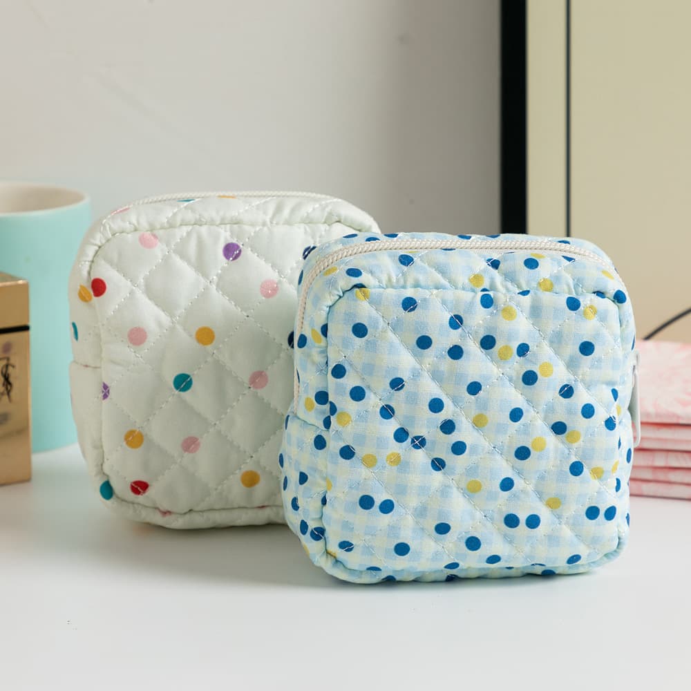 Floral Sanitary Pad Storage Bag Quilted Girls Menstrual Napkin Portable Travel Pouch Coin Purse Lipstick Bag
