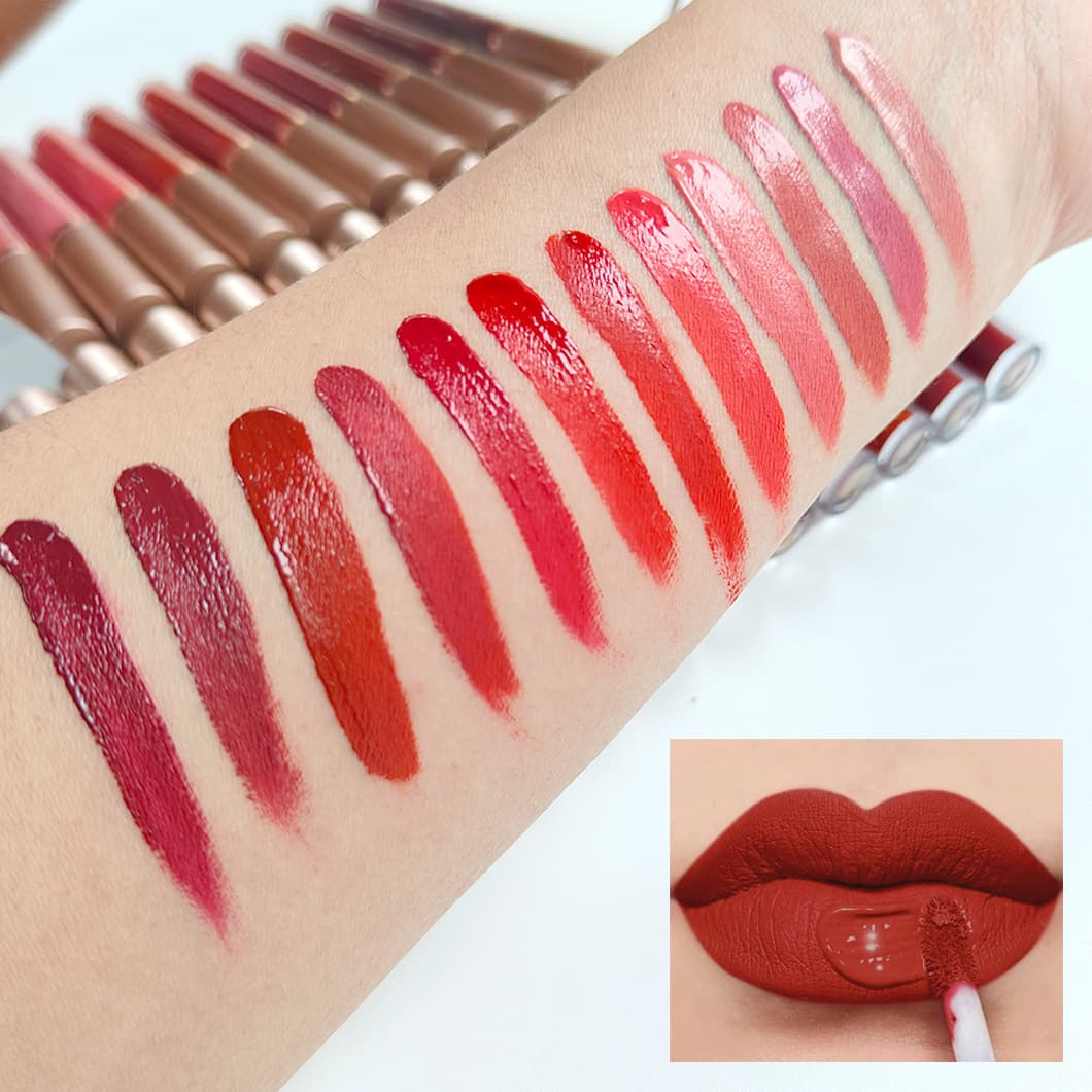 Cross-border 12-color Single Lip Gloss Nude Pink Dark Non-stick Matte Lipstick Lip Glaze Long-lasting Lip Gloss