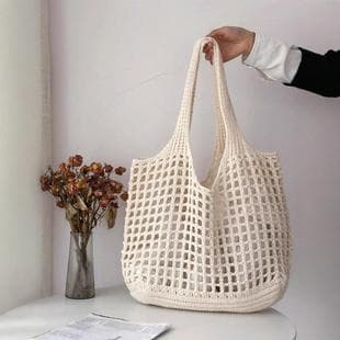 2024 New Amazon Tote Bag Beach Vacation Gender-Neutral Style Simple Large Capacity Knitted Tote Bag for Women