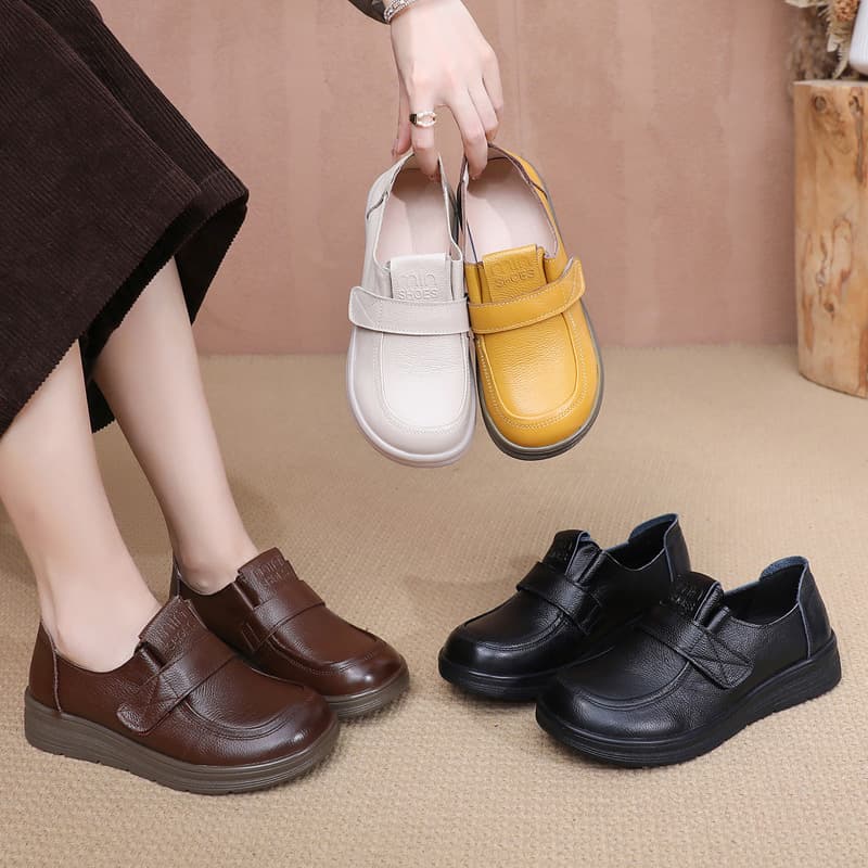 Spring/Autumn New Genuine Leather Flat Women's Shoes Soft Upper Soft Sole Comfortable Non-slip Middle-aged Mother Shoes Leather Shoes for Women