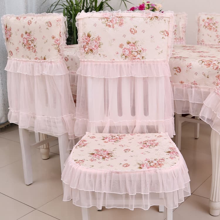 Rustic Lace Tablecloth Dining Chair Cover Set Fabric Tablecloth Chair Pad Cushion Set Table Chair Mat
