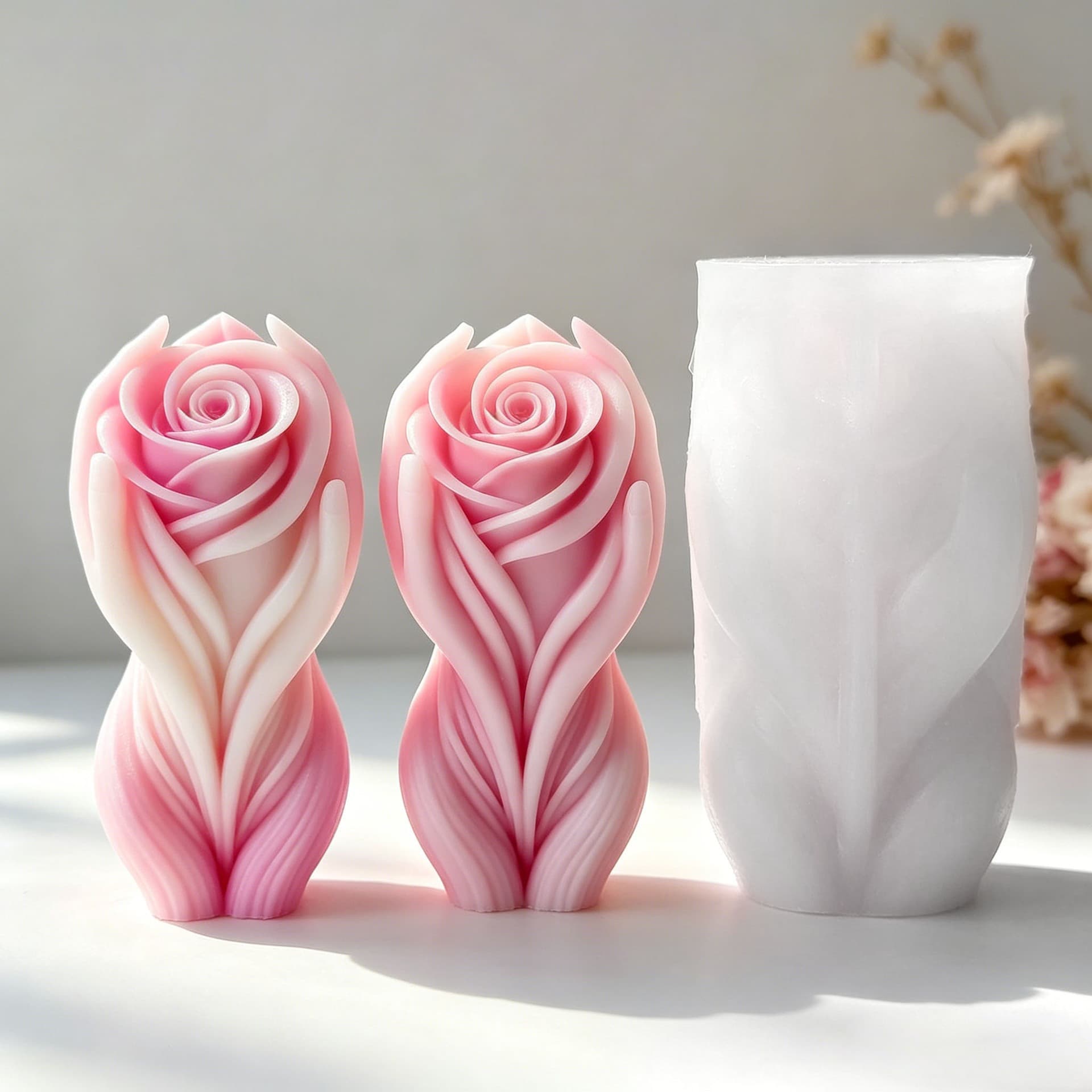 Human body rose shape silicone mold DIY scented candle plaster resin hand-casting mold