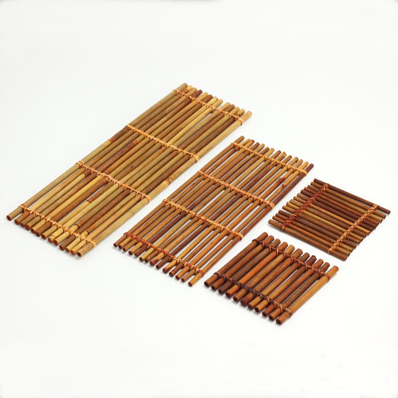 Bamboo Tea Ceremony Small Bamboo Mat Cup Holder Tea Mat Coaster Teapot Mat Heat Insulation Mat Tea Curtain Tea Mat Handmade Bamboo Mat Sashimi