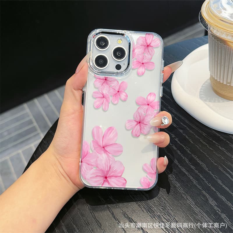 Elegant Floral Design Compatible with iPhone 15/16 Pro Max Case for Apple 11/12/13/14 Plus Transparent XR