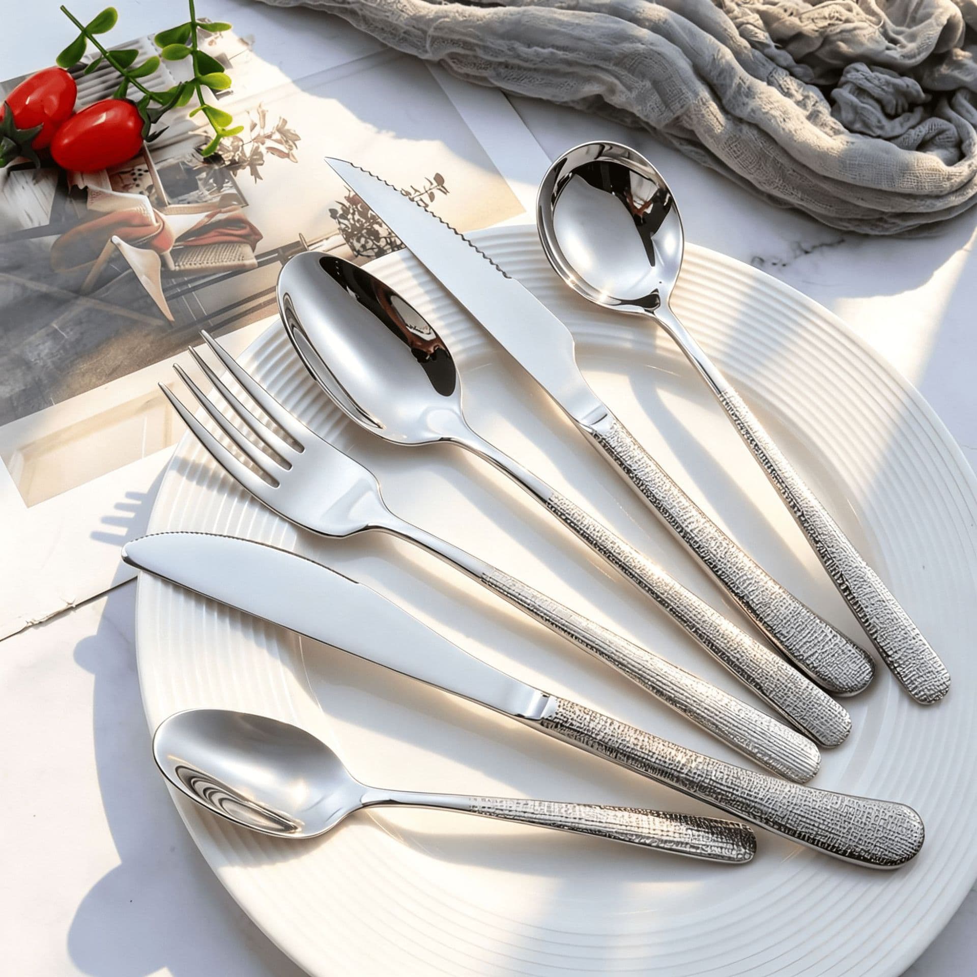Elegant 304 Stainless Steel Knife Fork Spoon Wholesale Western Cutlery Gift Steak Knife Fruit Fork Salad Dessert Coffee Spoon