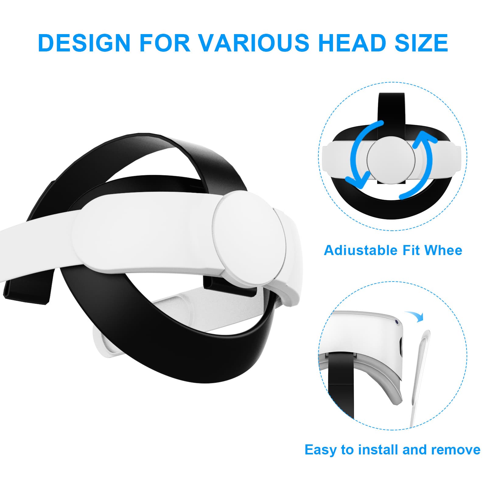 Oculus Quest 2 Head Strap Upgrade for Comfortable, Adjustable, and Pressure-Relieving VR Headset Virtual Reality