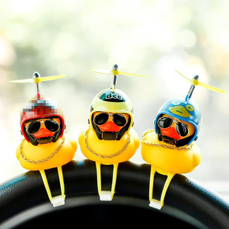 TikTok Viral Little Yellow Duck Car Accessories Creative Ornament Dashboard Decoration Bamboo Dragonfly Car Decor Breaking Wind Duck Social Duck