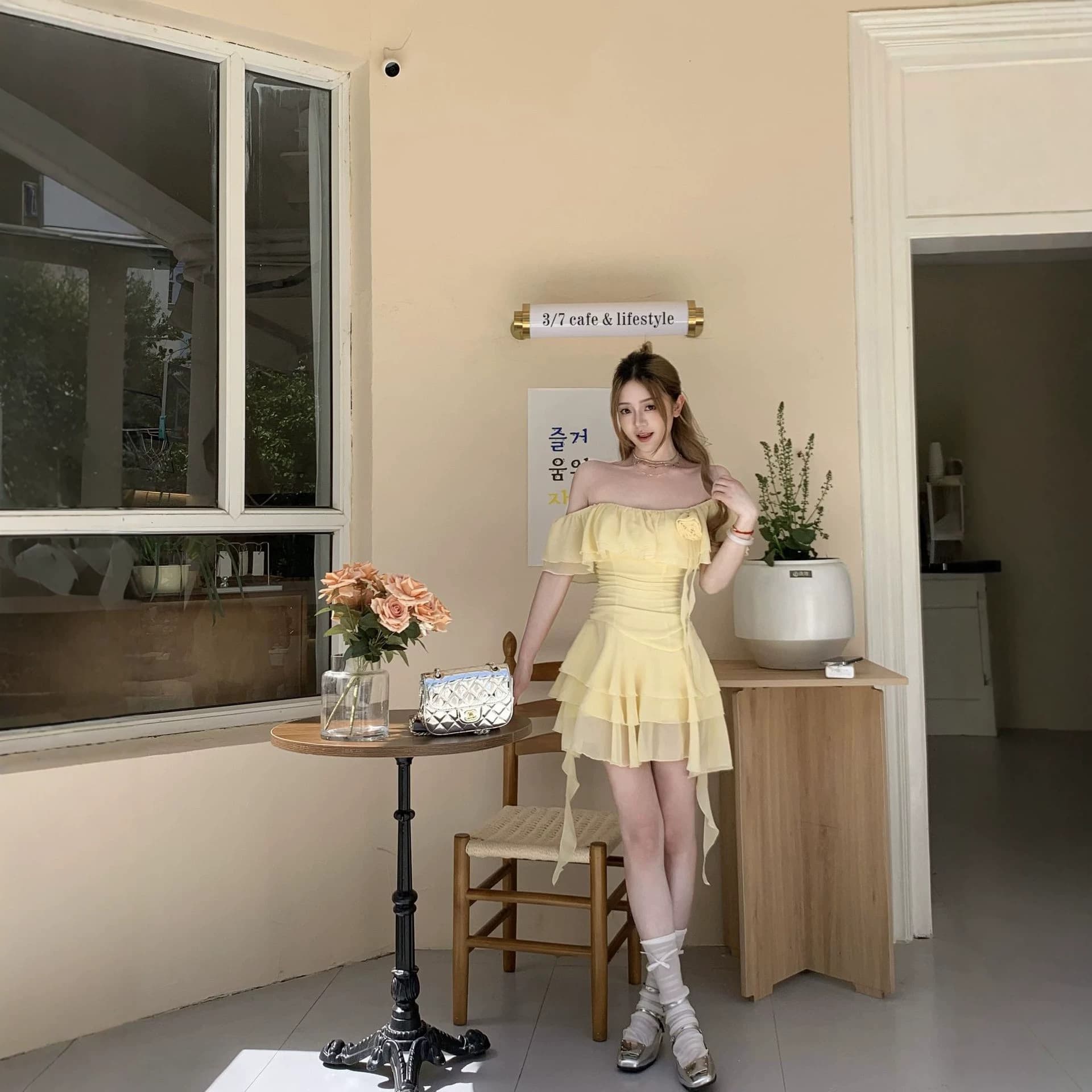 63091 New 2026 Summer Temperament One Shoulder Dress Ruffled Irregular Skirt Sweet and Spicy Seaside Skirt