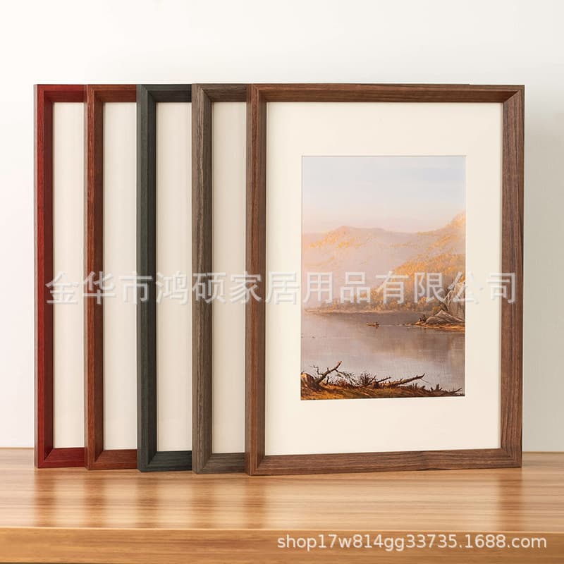 Solid Wood Large Photo Frame Wall-Mounted A4 Business License 4K Sketch Mounted Picture Frame Outer Frame Any Size Custom Puzzle Frame