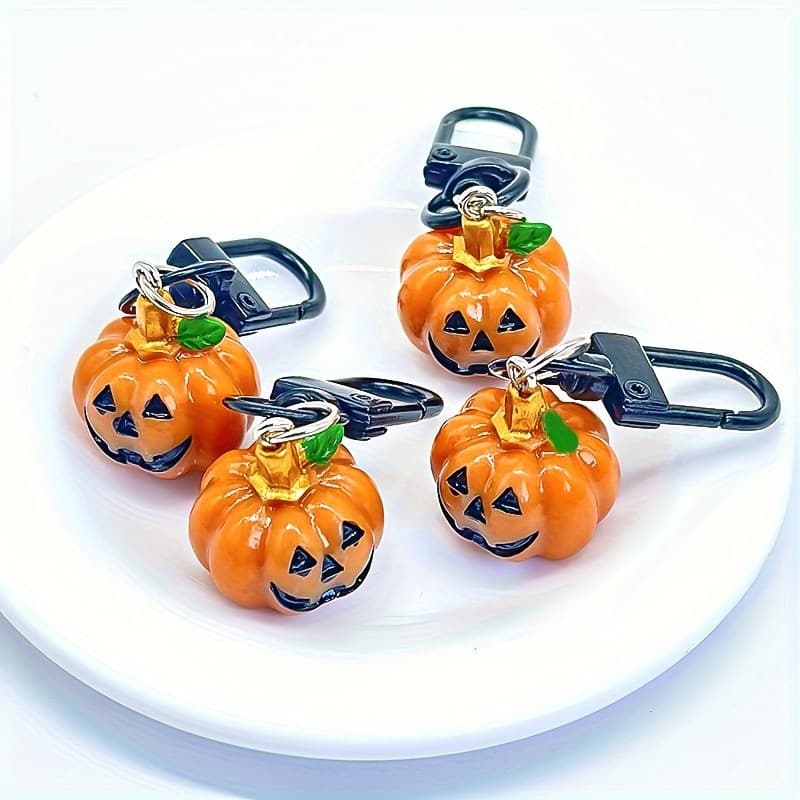2026 New Cross-border Drop Shipping Cartoon Resin Pumpkin Pendant Keychain Hook