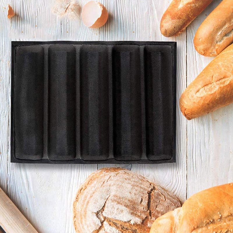 Factory Stock Subway Ventilated Bread Mold 5-Cell 12-Inch Silicone Fiberglass Bread Mold Baguette Baking