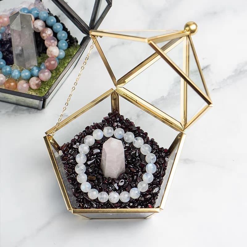Crystal Cleansing Box Bracelet Purification Bowl White Crystal Chips Storage Box Jewelry Organizer