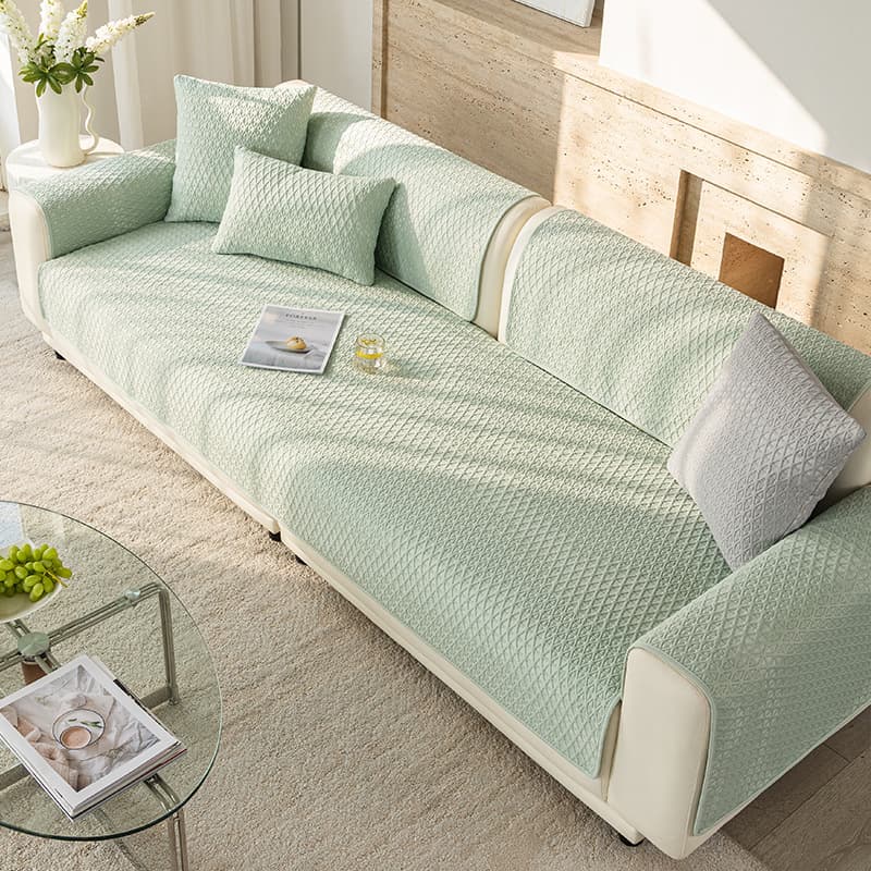 Summer new cool bean sofa cushion cover cloth mat cushion one piece fixed anti-slip summer cool ice silk cushion