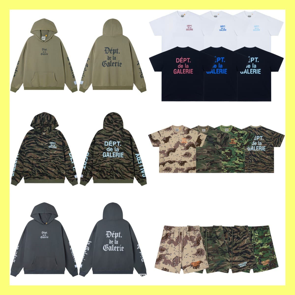 Cross-border trendy brand Gallery Dept letter print camouflage hoodie jacket and pants set for men and women, winter