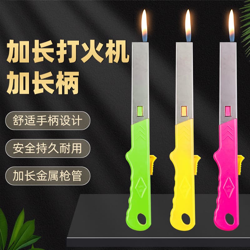 Long Reach Lighter Igniter Gun Refillable Gas Stove Open Flame Long Nozzle Lighter Fire Stick Firewood