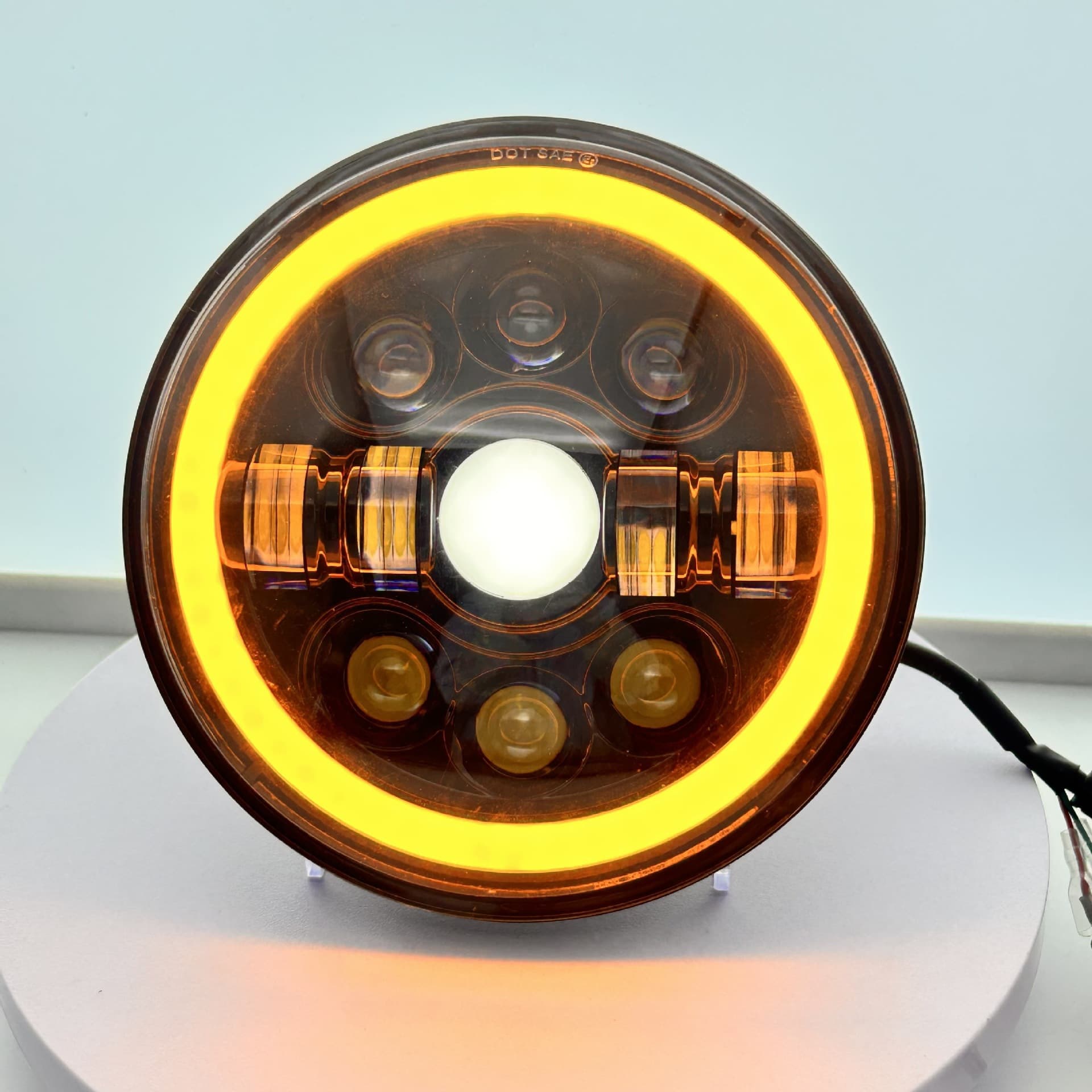 7-Inch 10-Bead Led Headlight for Harley Motorcycle Modification, Headlight Modification for Wrangler, Car Light for Land Rover Defender